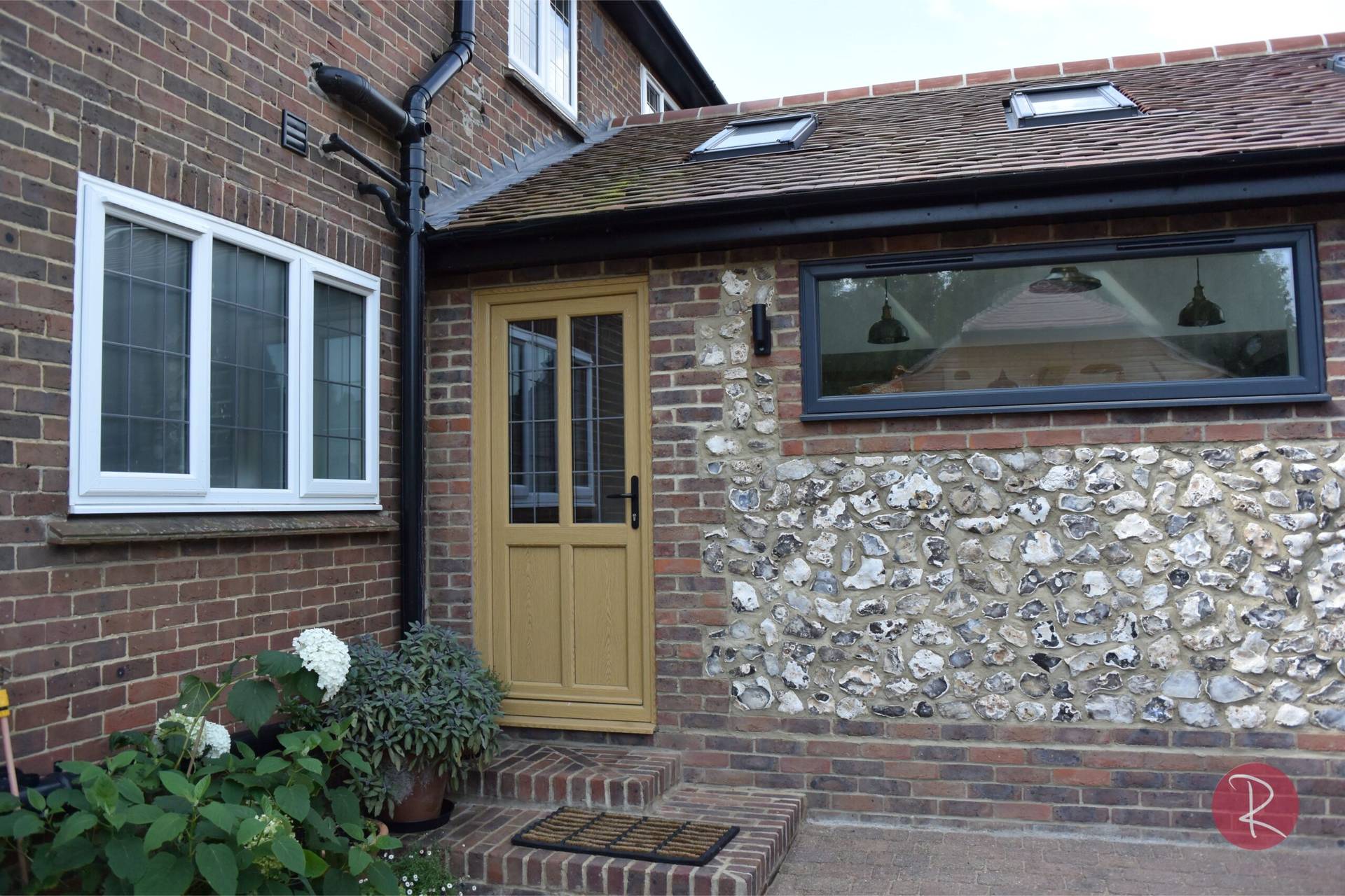 uPVC double glazed brown residential door