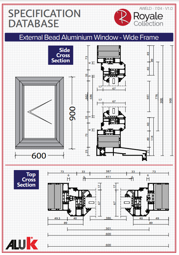 aluminium external glaze window specification