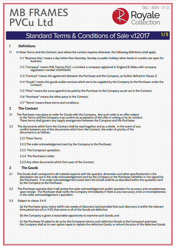 standard terms and conditions