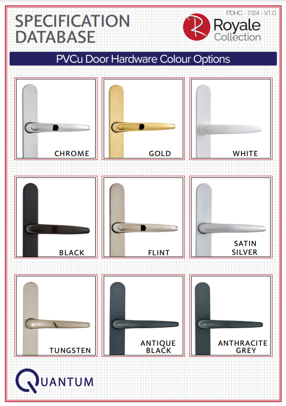 PVCu door hardware colour options