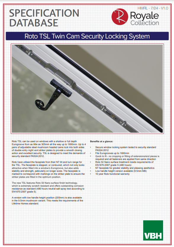 Roto tSL Twim cam security locking system