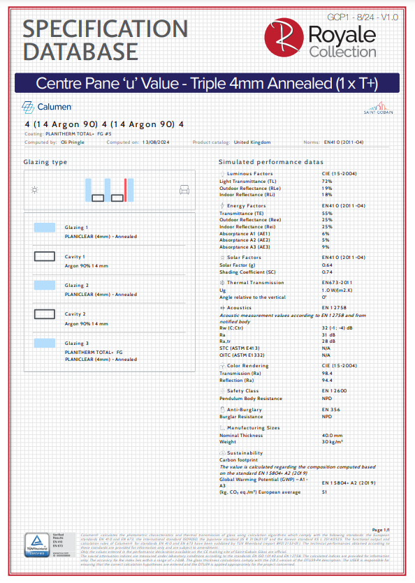 specification database centre pane
