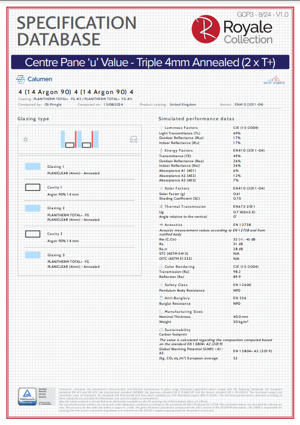 specification database centre pane