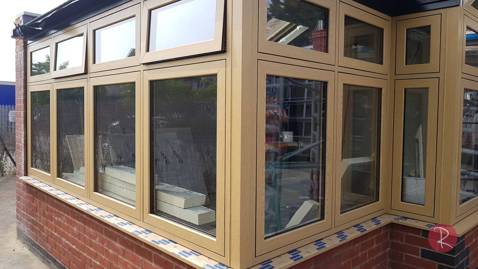 woodgrain foil bay flush windows