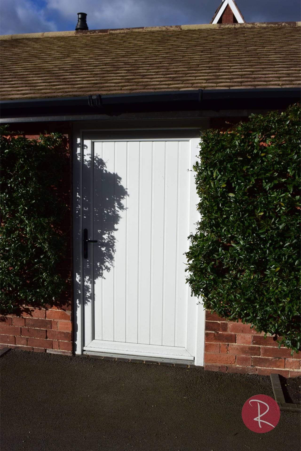 wood style PVCu white residential door