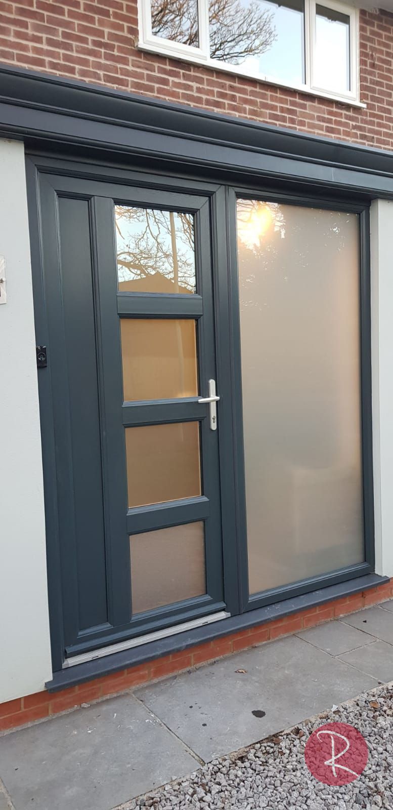 dark grey double glazed residential door