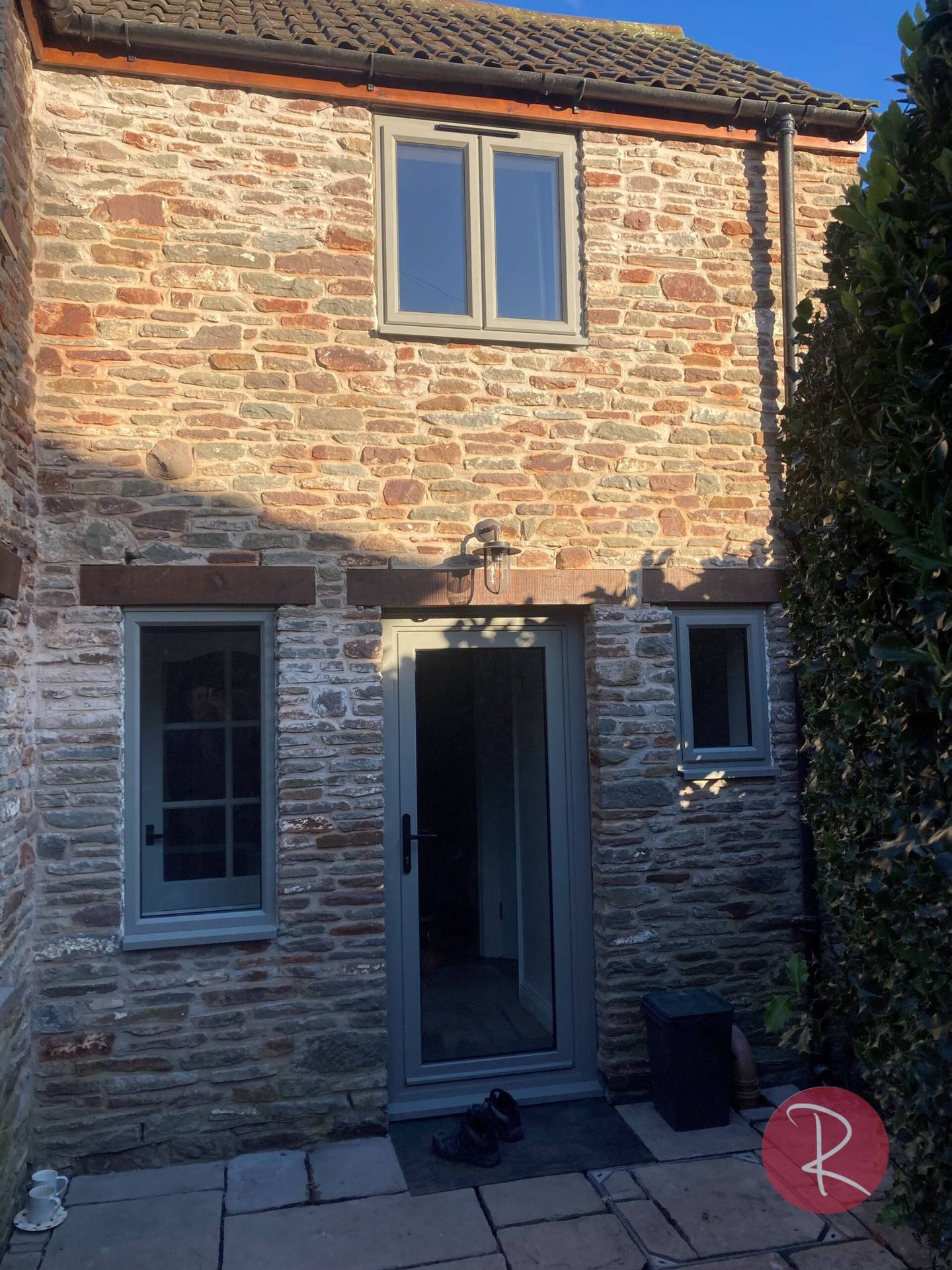 grey double glazed aluminium residential door