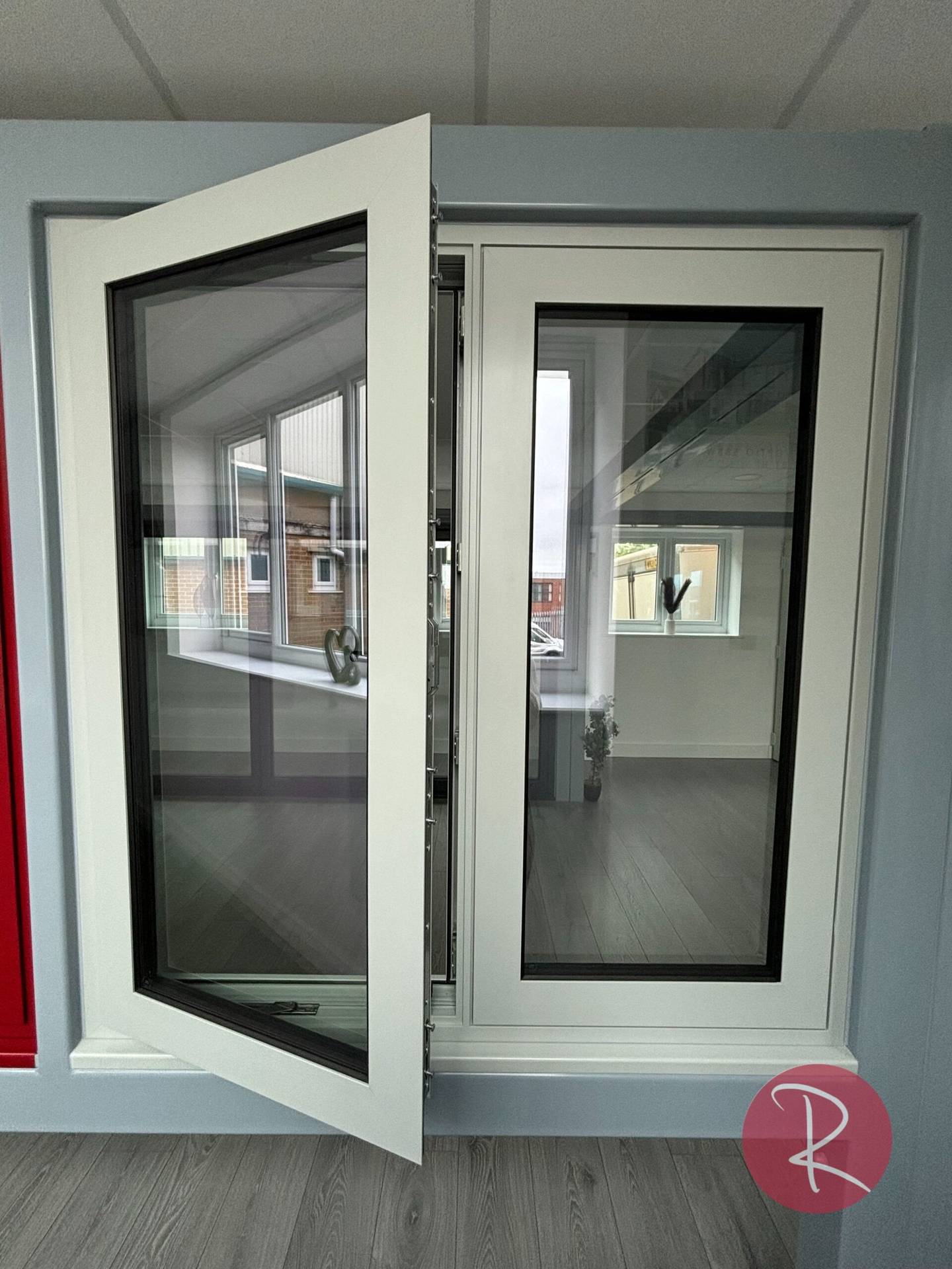 Open aluminium double glazed flush windows