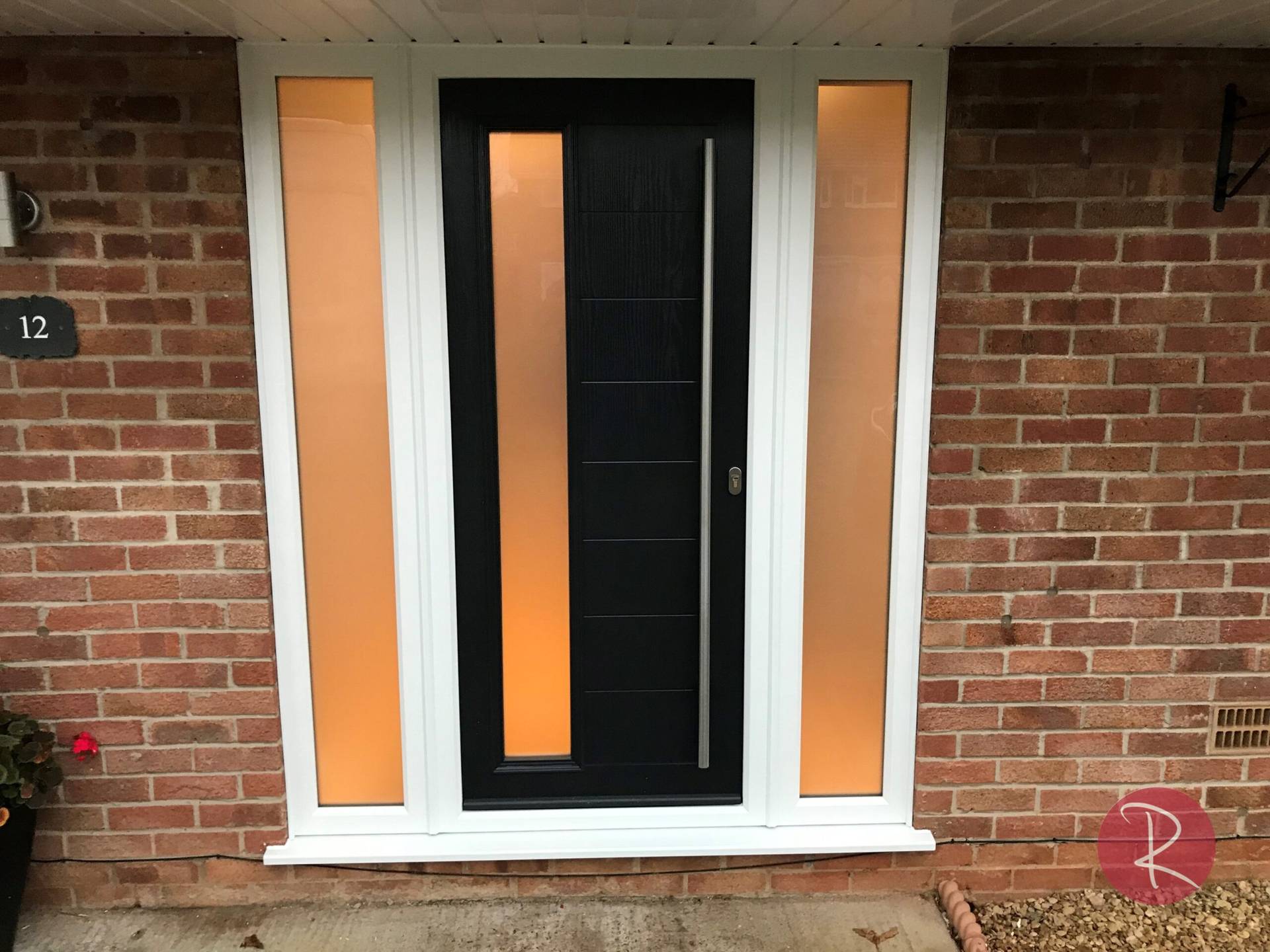 black pole handle composite front door