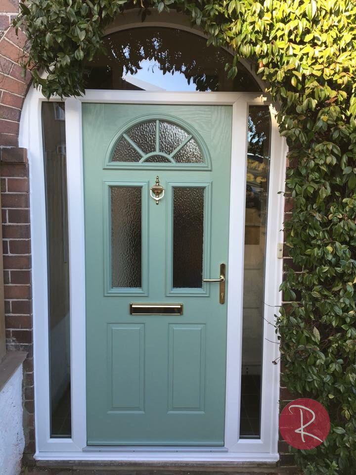 Green double glazed composite front door