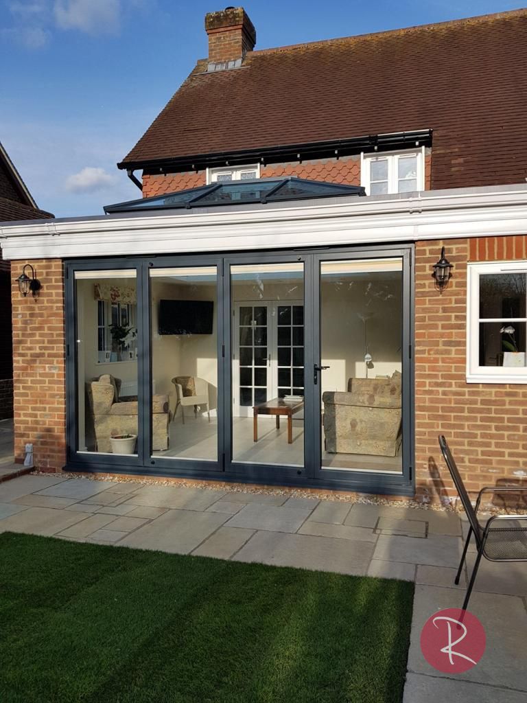 black double glazed aluminium bifold doors