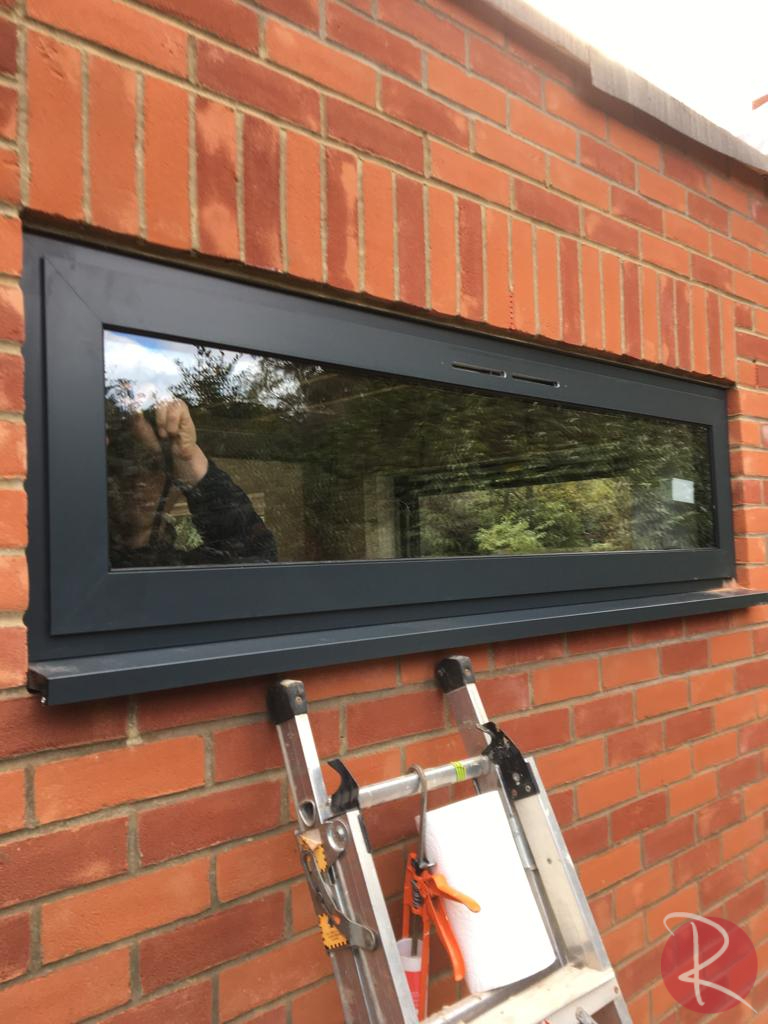Aluminium windows internally glazed