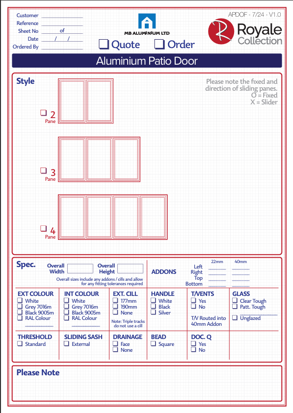aluminium patio door quote